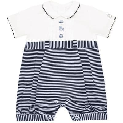 Emile et Rose - Jarvis Navy Baby Boys Toy Embroidery Summer Romper