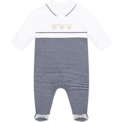 Emile et Rose - Jasper Navy Baby Boys Teddy Babygrow and matching Hat