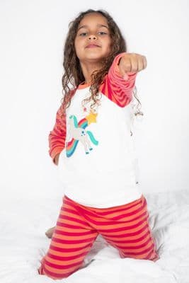 Frugi - Canteloupe Stripe Horse Girls Organic Cotton Jamie Pyjamas