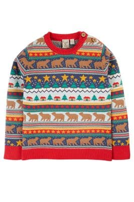 Frugi - Unisex Fairisle Forest Christmas Toddler Knitted Jumper