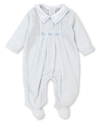Kissy Kissy - Classic Treasures Light Blue Velour Babygrow