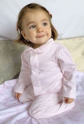 Magnet Mouse - Classic Pink Peter Pan Collar Magnet Fastening Babygrow