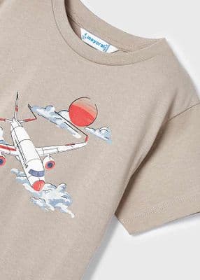 Mayoral -  Sesame Plane Print Short Sleeve T-Shirt