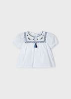 Mayoral -  White Blue Tassle Top