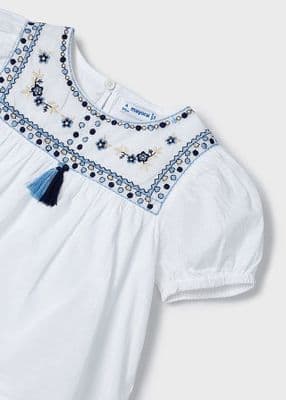 Mayoral -  White Blue Tassle Top