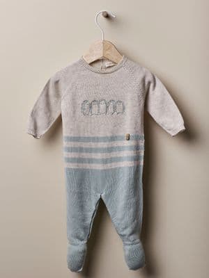 Wedoble - Hedgehog Green / Beige Fine Knit Babygrow