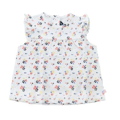 Weekend a la Mer - Ptitop Terracotta Multi Flowers Frill Top