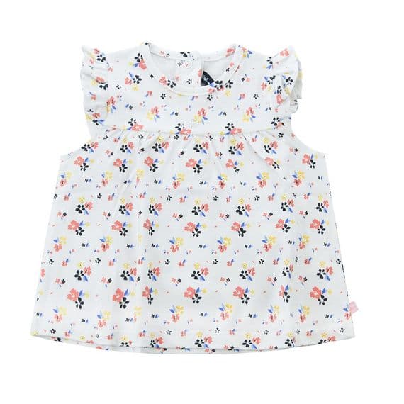 Weekend a la Mer - Ptitop Terracotta Multi Flowers Frill Top