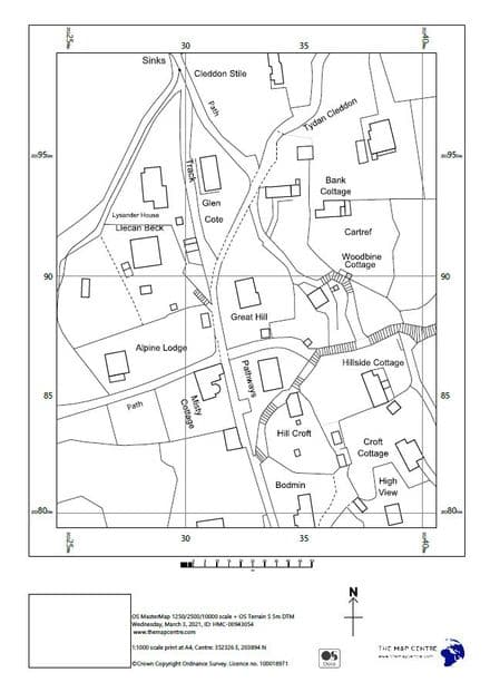 1:1,000 Ordnance Survey A4 Sitemap "Block Plan"