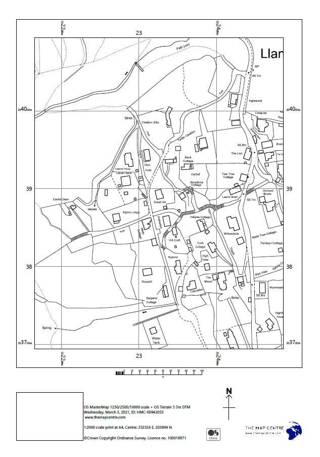1:2,000 Ordnance Survey A4 Sitemap