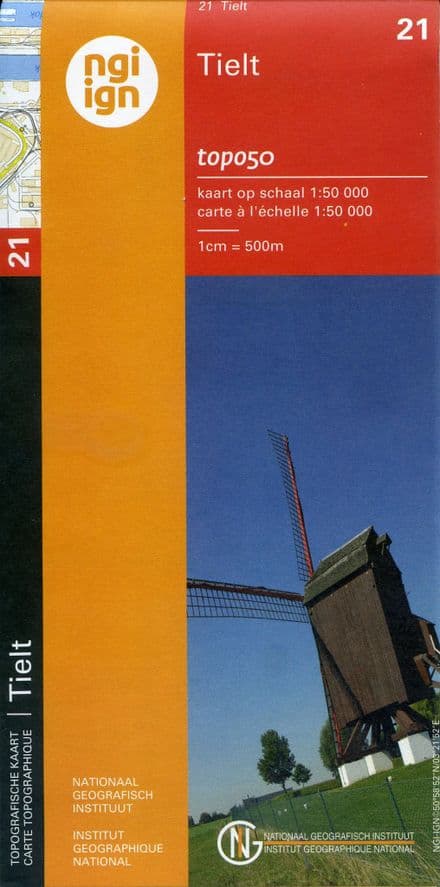 21 NGI Belgian 1:50,000 Topo Map - Tielt