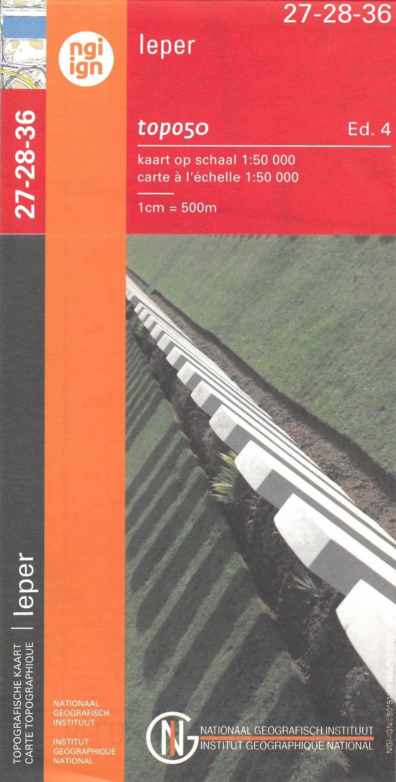 27 - 28 - 36 WWI Ypres Salient Battlefields: Ieper Ypres- Passendale - NGI 1:50,000