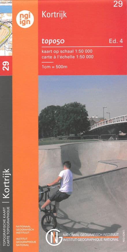 29 NGI Belgian 1:50,000 Topo Map - Kortrijk