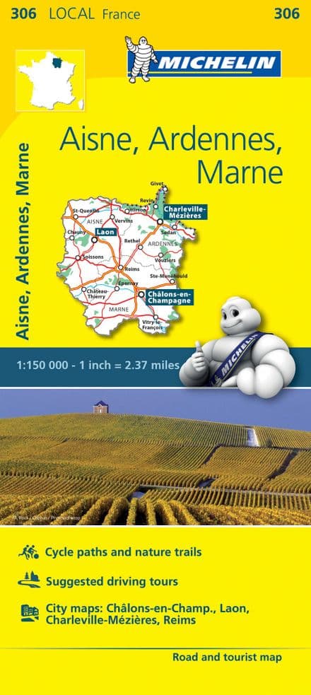 306 Aisne, Ardennes, Marne - Michelin Local Map