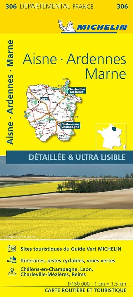 306 Aisne, Ardennes, Marne - Michelin Local Map