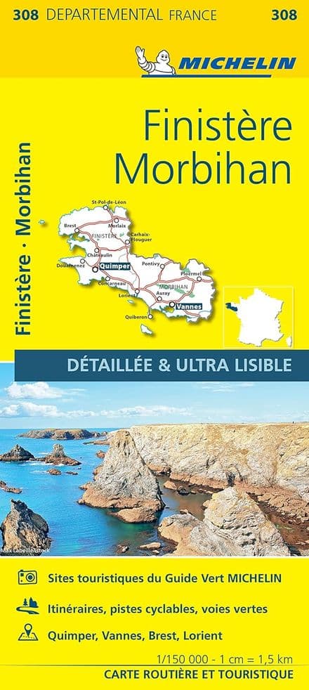 308 Finistere, Morbihan - Michelin Local Map