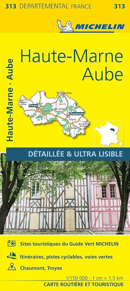313 Aube, Haute-Marne - Michelin Local Map