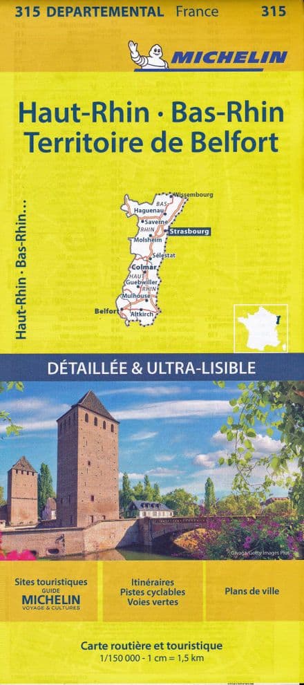 315 Bas-Rhin, Haut-Rhin, Territoire de Belfort - Michelin Local Map