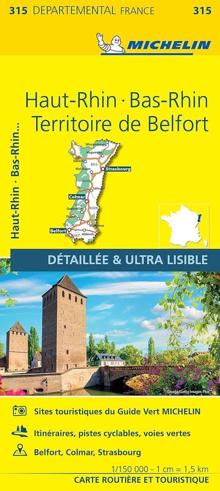 315 Bas-Rhin, Haut-Rhin, Territoire de Belfort - Michelin Local Map