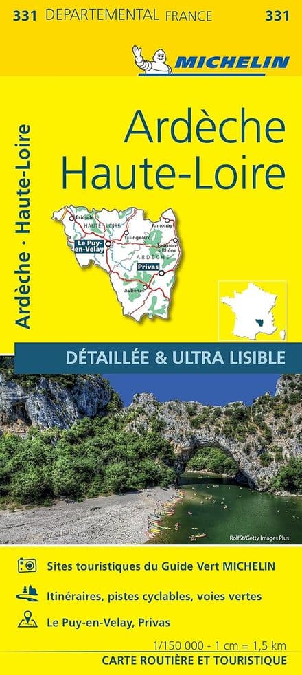 331 Ardeche, Haute-Loire - Michelin Local Map