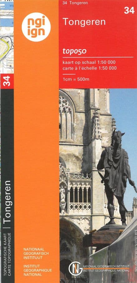 34 NGI Belgian 1:50,000 Topo Map - Tongres