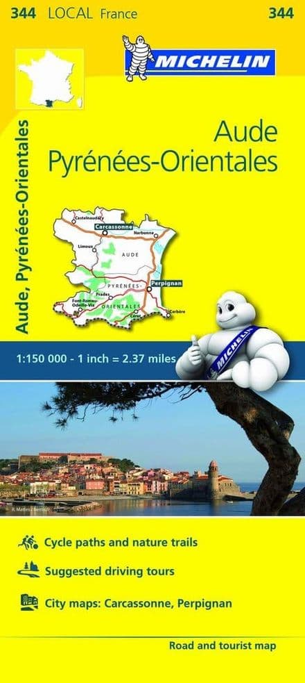 344 Aude, Pyrenees Orientales - Michelin Local Map
