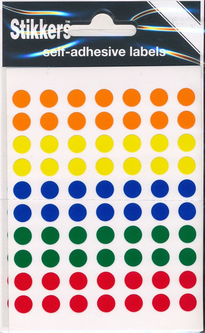 350 x Map Stickers 8mm Multi - Coloured