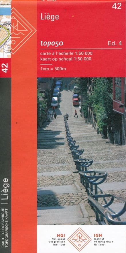 42 NGI Belgian 1:50,000 Topo Map - Liege