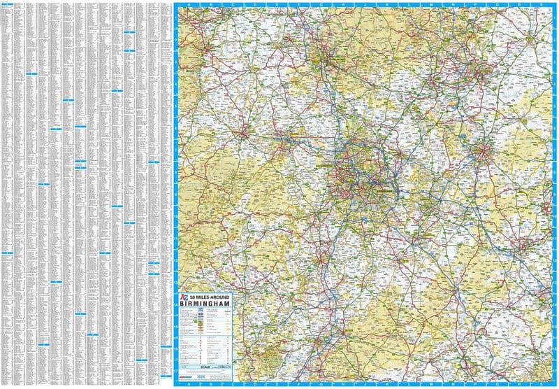 50 Miles Around Birmingham A-Z
