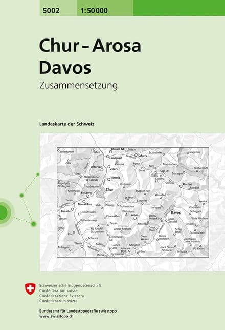 5002 Chur, Arosa, Davos - Swiss Survey 1:50,000