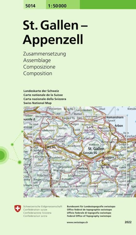 5014 St Gallen Appenzell - Swiss Survey 1:50,000