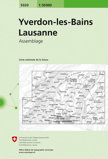 5020 Yverdon les Bains Lausanne - Swiss Survey 1:50,000