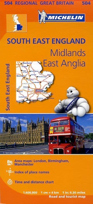504 Michelin Map South East England, The Midlands, East Anglia