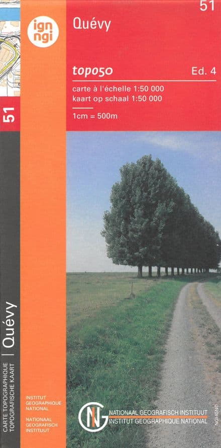 51 NGI Belgian 1:50,000 Topo Map - Quevy