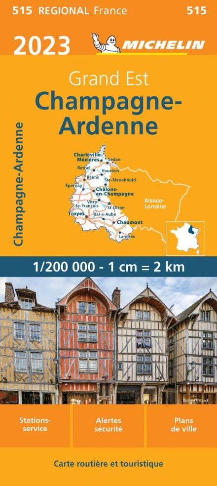 515 - Champagne - Ardenne - Michelin Regional Map 2023 - SALE