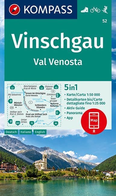 52 Vinschgau / Val Venosta 1:50,000 Kompass