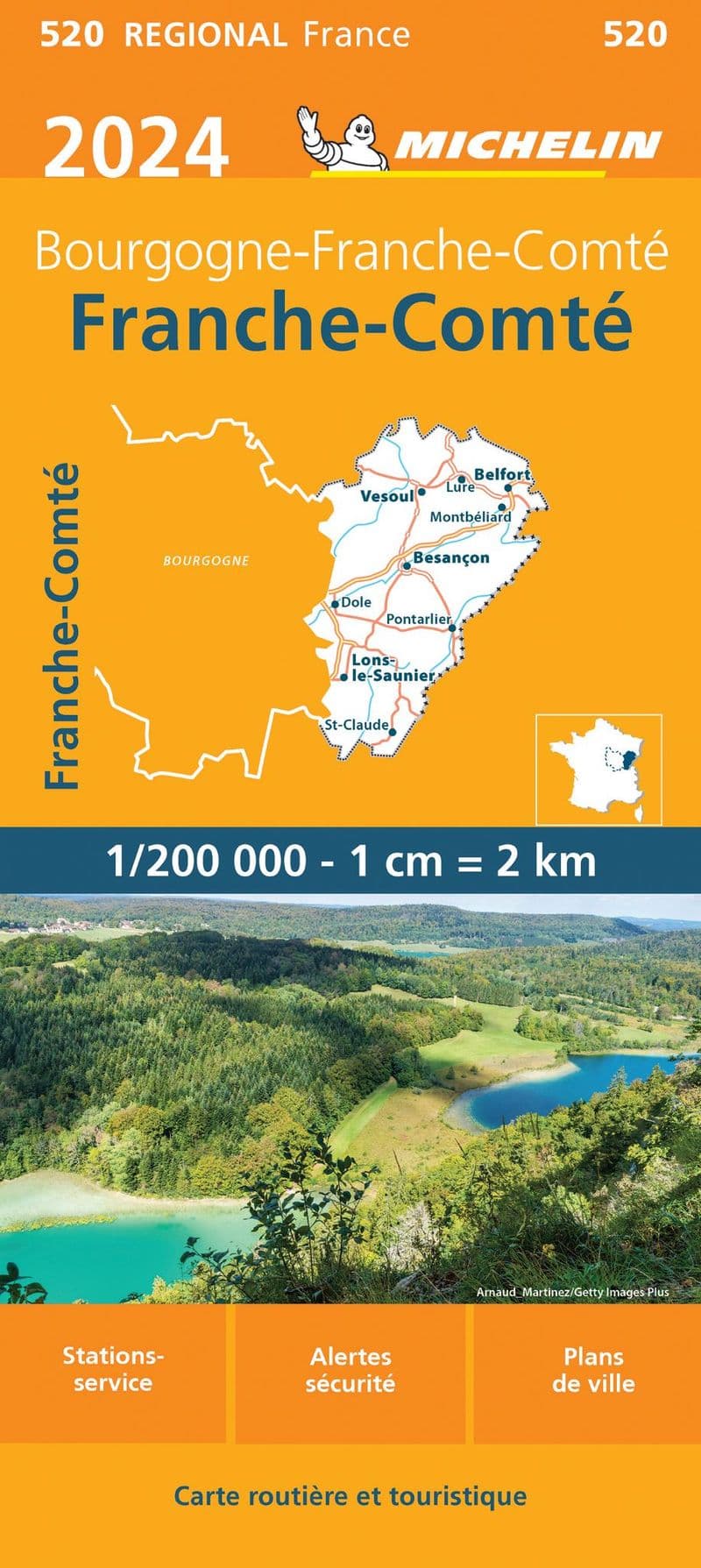 520 Franche-Comte - Michelin Regional Map 2024 *SALE*