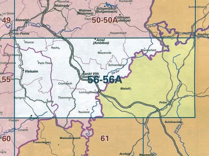 56 & 56A NGI Belgian 1 50 000 Topo Map - Sankt Vith