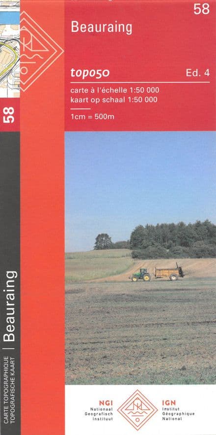 58 NGI Belgian 1:50,000 Topo Map - Beauraing