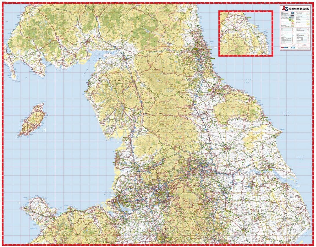 イングランド北部AZ道路地図 詳細地図 A-Z Northern England Road Map