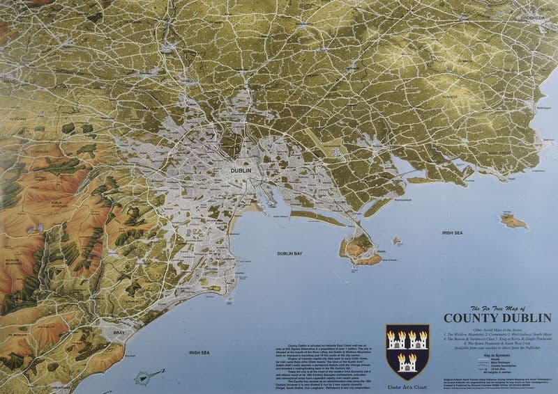 Aerial Map of County Dublin - Flat Laminated