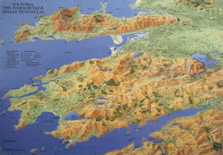 Aerial Map of The Iveragh (Ring of Kerry) & Dingle Peninsula - Flat