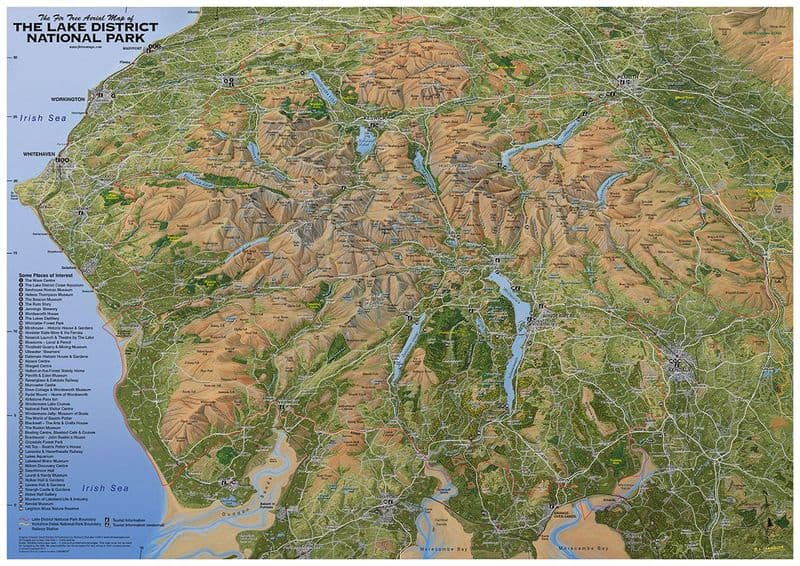 Aerial Map of The Lake District National Park - Flat