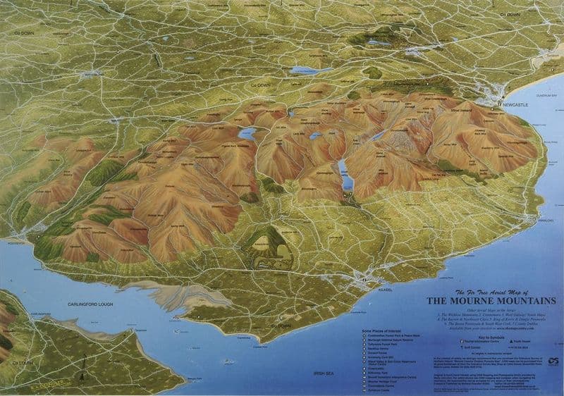 Aerial Map of The Mourne Mountains Flat Laminated