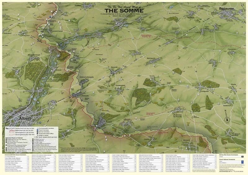 Aerial Map of The Somme Battlefield 1916 - Flat, Rolled and Laminated