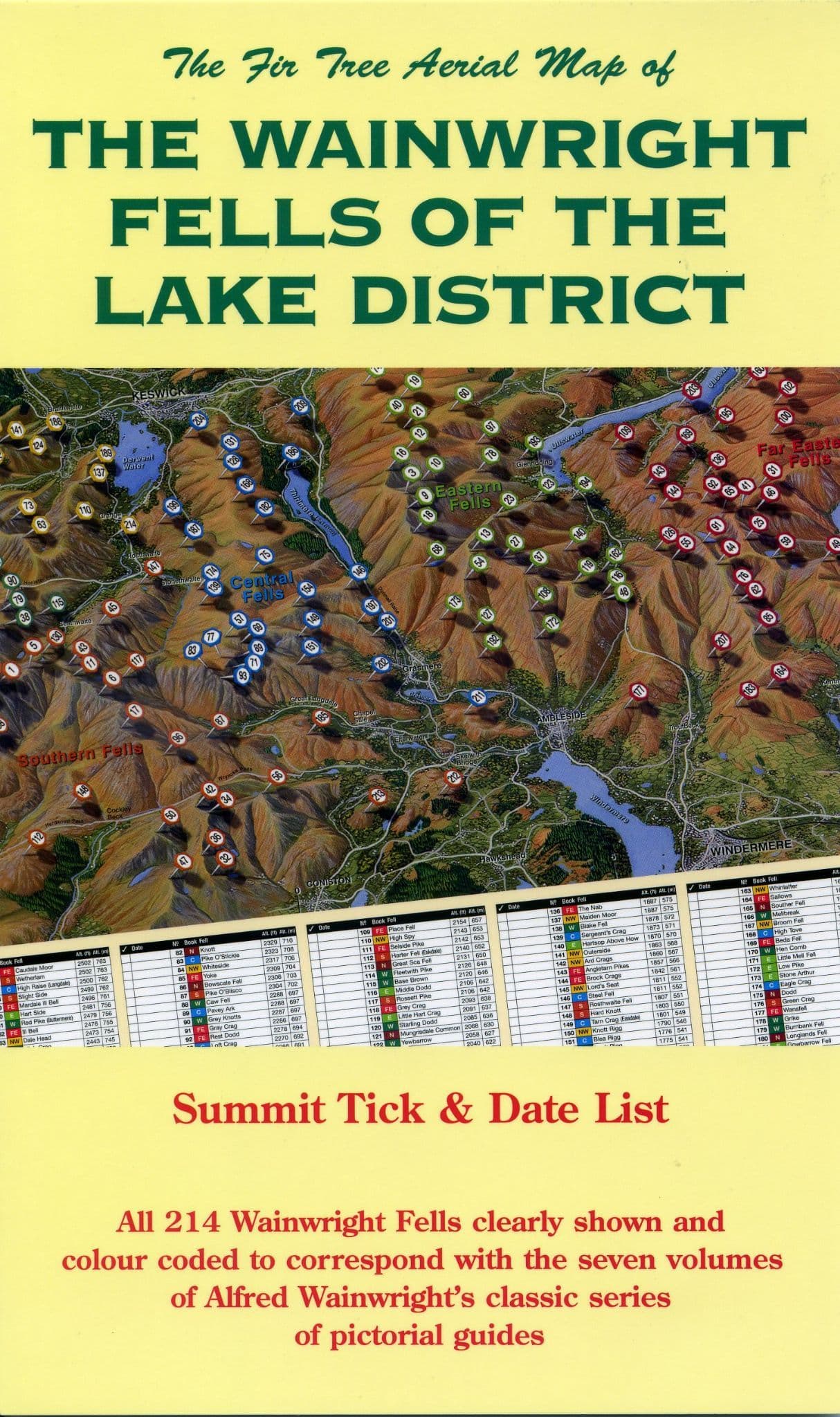 Wainwright Interactive Map Aerial Map of The Wainwright Fells of the Lake District - Folded