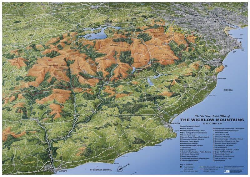 Aerial Map of The Wicklow Mountains & Foothills - Flat & Laminated