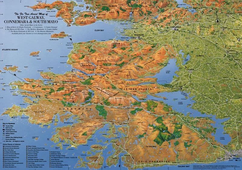 Aerial Map of West Galway, Connemara & South Mayo - Flat