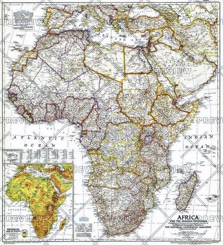 Africa and the Arabian Peninsula - Published 1950 by National Geographic