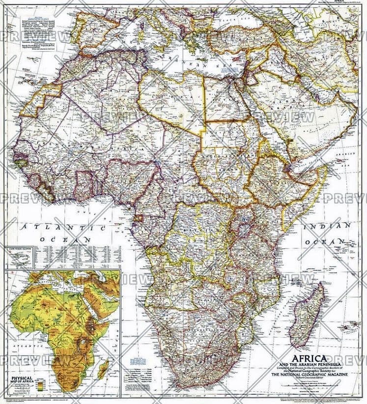 Africa and the Arabian Peninsula - Published 1950 by National Geographic